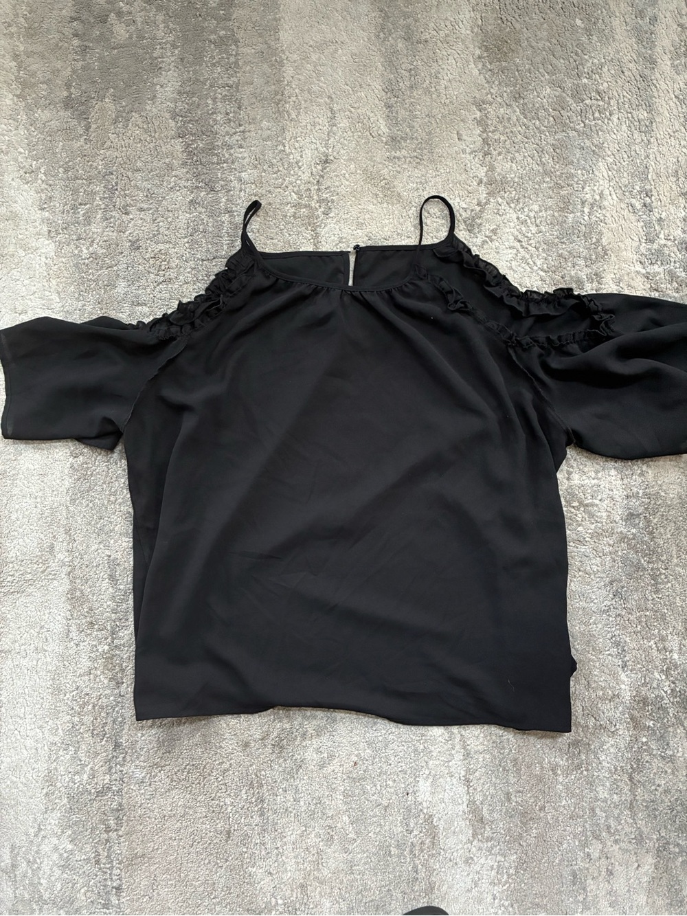 SHEIN Black Cold-Shoulder Ruffle Blouse